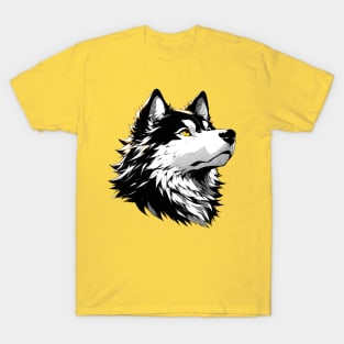 Stunning and Cool Karelian Bear Dog Monochrome and Gold Portrait for Father's Day T-Shirt